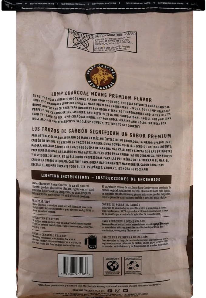 Cowboy 13518 Southern Style Hardwood Lump Charcoal, 18 lb