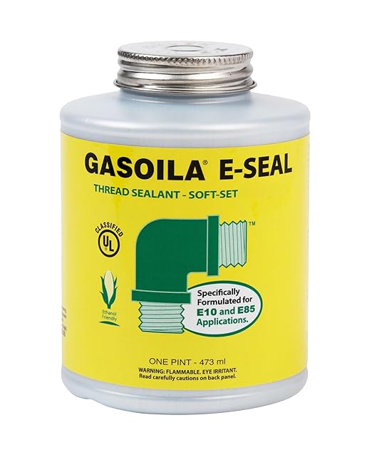 Gasoila Thread Sealant for Ethanol E10 & E85 Applications – Non-Hardening, Non-Toxic, Opaque Dark Green Paste – USA-Made, 1 Pint – Ideal for Pipe Threads, Motors, Fuel Lines & More – Brush in Cap