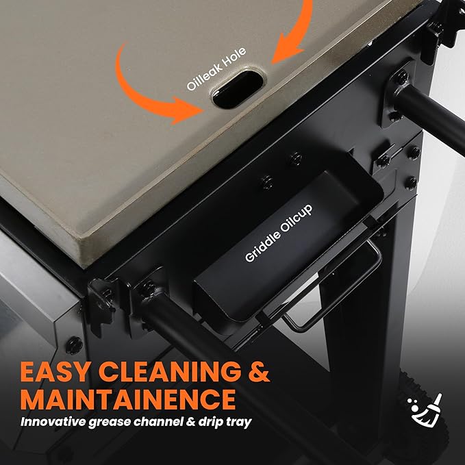 28 Inch Outdoor Flat Top Gas Propane Griddle with 3 Burners 36,000BTU,Powder Coated Steel Portable Gas Grill with Side Shelves for BBQ,Camping,Backyard