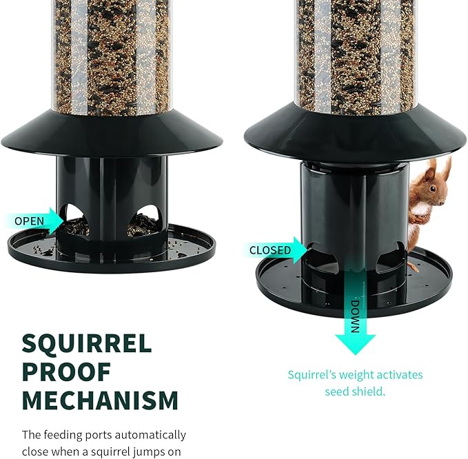 Squirrel-Proof Bird Feeder for Outdoor. Forest Green