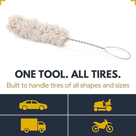 Tire Lube Brush Applicator Swab (3-Pack), 11.5" Length, Includes Tread Depth Gauge