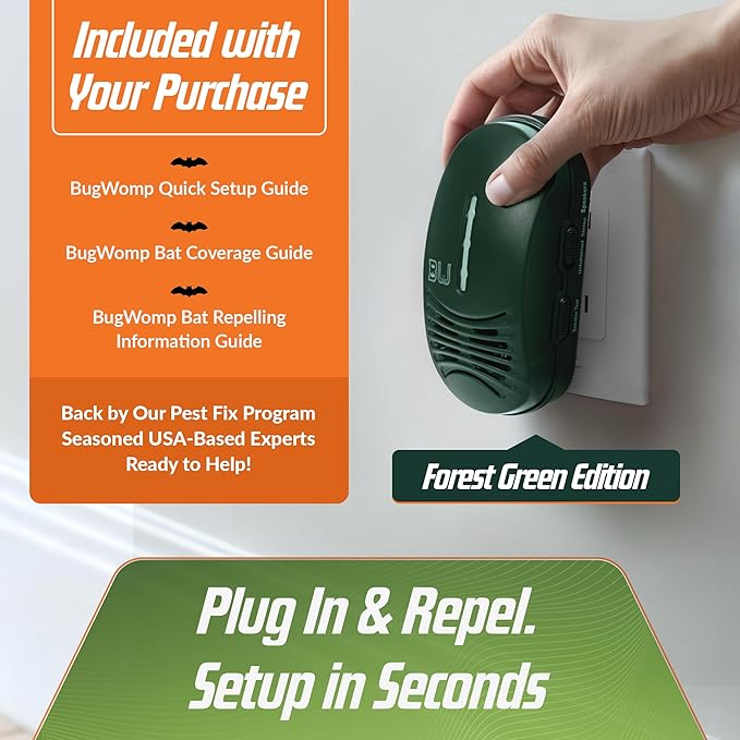 BEU-G Bat Expulsion Unit with Dynamic Ultrasonic Bat Repellent Technology (Forest Green Edition)