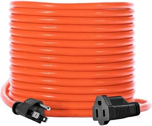 KMC 75ft Outdoor Extension Cord, 75-Foot 16/3 Weatherproof Indoor/Outdoor Extension Cable, Flexible SJTW 16-Gauge 100% Copper Wire, Durable Vinyl Jacket, UL/ETL Certified, 10A 1250W, Orange
