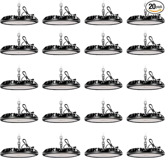 20 Pack 200W UFO LED High Bay Light, 20000LM Non-Dim High Bay LED Shop Light, 6000K Commercial Lights, IP65 Waterproof Industrial Bay Lighting for Shop/Garage/Warehouse/Workshop/Factory/Barn