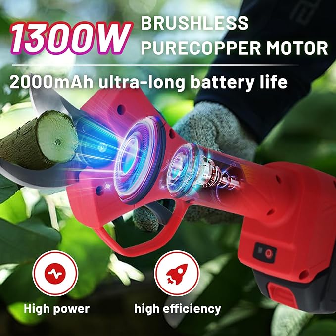 Brushless Electric Pruning Shears Cordless, Pole Pruners for Tree Trimming, Electric Tree pruner Cutter with 2*21V 4000mAH Batteries,15FT Telescoping Rod,1.2 Inch Cutting Diameter, with Replace Blade