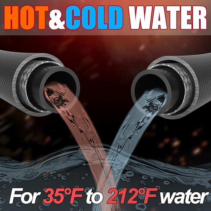 Kink-Resistant 3/8" Pressure Washer Hose 4800PSI(150FT),Steel Wire Braided Wear Resistant Rubber for Commercial, Industrial and Residential Use,Hot&Cold Water Hose with 3/8" Quick Connect