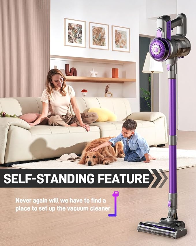 Cordless Vacuum Cleaner, Stick Vac Cleaners for Home with Tangle-Resistant,Up to 50 Minutes,Powerful Suction,Rechargeable,Lightweight,Handheld, Versatile for Carpet, Hard Floor, Pet Hair, S2