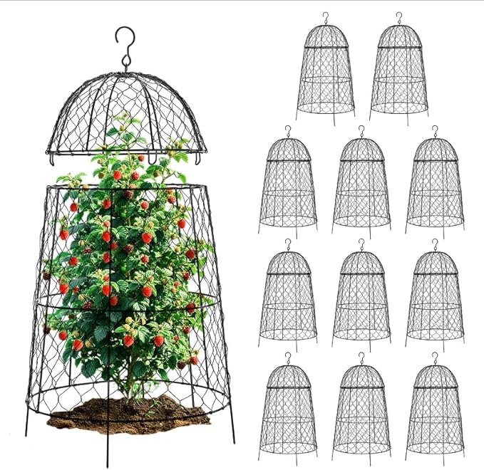 12Pcs garden cloche for plants,11.8×19.7in large size plant cages for outdoor plants,split design and anti-rust coated chicken wire cloche,sturdy and not easy to deform,plant cages to keep animals out