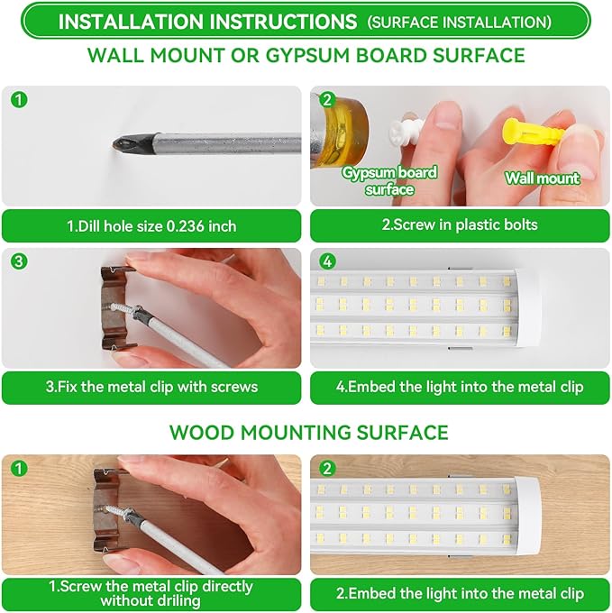 T12 8FT LED Shop Light Garage light,130W 5000K 20800LM Daylight Color,Hanging/Surface Mount,Super Bright,Plug and Play,Linkable Commercial Bay Lighting for Warehouse Basement Workshop 6Pack