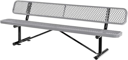Global Industrial 96" L Expanded Metal Mesh Bench w/Back Rest, Gray