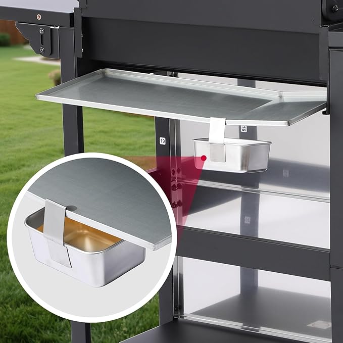 3 Burner Propane Gas Grill, Stainless Steel BBQ Grill, 2 Enameled Cast Iron Grill Grates, Portable with Wheels, 25,950 BTU, Outdoor Barbecue Grills