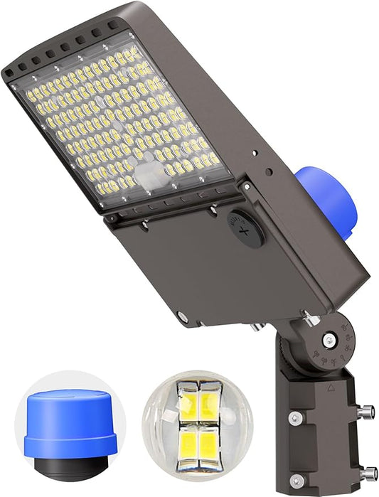 CINOTON LED Parking Lot Light - 32000LM 200W UL Listed - 0-10V Dim Dusk to Dawn - IP65 Adjustable Slipfitter Mount Outdoor Security Lighting for Yard Street Court Stadium Driveways, 5000K, 100-277V
