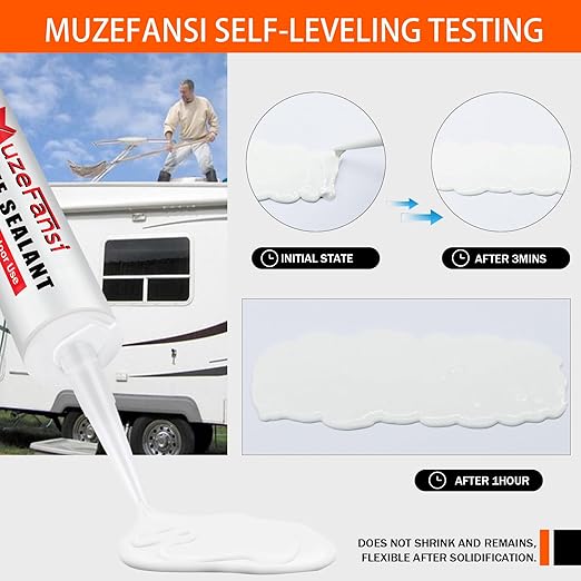 RV Roof Lap Sealant Self Leveling,8 Pack RV Roof Silicone Sealant White, Waterproof Flexible EPDM RV Sealant and Caulking Exterior Repair Kit for Campers,Trailers, Motorhomes