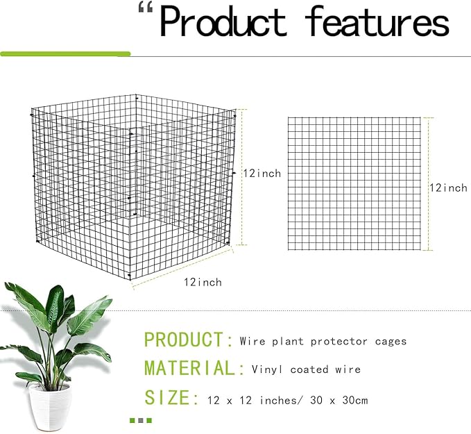 Small Wire Plant Protector, 6 Pack Black Chicken Wire Cloche Plant Protectors for Garden, Iron Wire Mesh Plant Cages for Plants and Vegetables to Protect from Rabbits,Dogs,Chickens and Other Animals