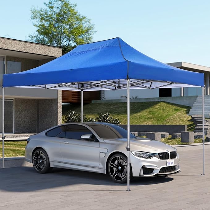 COBIZI 10x15 Heavy Duty Pop up Canopy Tent Easy Up Commercial Outdoor Canopy Wedding Party Tents for Parties All Season Wind & Waterproof Gazebo with Carry Bag, Blue(Frame Thickened)