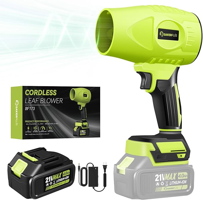 Portable Dust Cleaner, Leaf Blower Cordless, Handheld Blower, Hand Blowers for Lawn Care, Patio Cleaning, Leaves and Dust Blowing, 4.0Ah Battery and Charger Included (1 Battery)