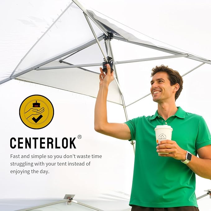 CROWN SHADES 10X10 Comercial Instant Canopy Pop Up Tent with Center Lock (10x10 with 4 Sidewalls, Blue)