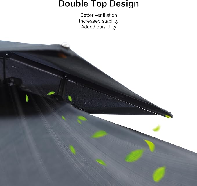 PURPLE LEAF 10' X 13' Double Top Cantilever Patio Umbrella Deluxe Large Outdoor Umbrella Rectangle Offset Umbrella with Fade Resistance for Garden Deck Pool Patio, Graphite Grey