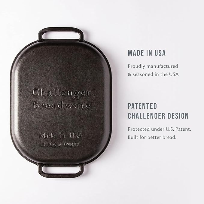Challenger Bread Pan Cast Iron Loaf Pan with Lid for Homemade Breadmaking Sealed Bread Cloche Inverted Dutch Oven Set for Baking - Made In The USA
