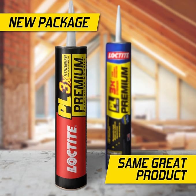Loctite PL Premium Polyurethane Construction Adhesive, 10 fl oz Cartridge, 6 Pack - Versatile Construction Glue for Wood, Concrete, Stone, Metal & More