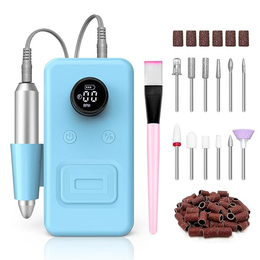 COPPA Portable Nail Drill, NDK106 Electric Nail Drill Professional Kit with 12 Bits 31 Sanding Bands, 45000RPM Rechargeable Nail Drills Machine for Acrylic Nails Gel Polishing Removing, Home & Salon