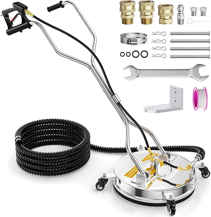 EVEAGE 16.5" Pressure Washer Surface Cleaner, EP003 Dual Handle Stainless Steel Surface Cleaner for Pressure Washer Power Washer, 4000 PSI, Perfect for Driveways, Sidewalks,Patios Cleaning (16.5inch)