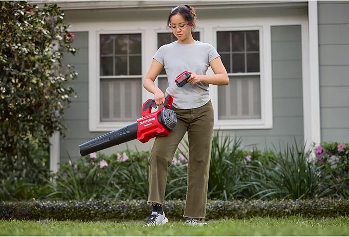 CRAFTSMAN Leaf Blower Cordless with Battery and Charger V20 RP, Up to 110 MPH Power, Handheld Electric Leaf Blower, Brushless Motor, Lightweight, 5.0Ah (CMCBL730P1)