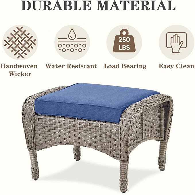 Belord 6 Pieces Wicker Patio Furniture Set - Swivel Rocker Outdoor Chairs with Outdoor Couch and Side Table, All-Weather Patio Conversation Set for Deck Sunroom Backyard