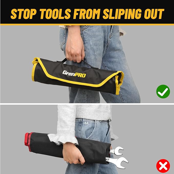 Metric Wrench Set, Large Wrench Set Metric and Standard, 7PC 23mm, 24mm, 26mm, 27mm, 30mm, 32mm Long Open End Wrench Tool Roll Up Pouch with Gauge, Combination Wrenches Sets with Color Ring