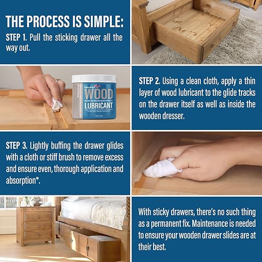 SMAPHY Wood Lubricant for Home Projects, Multi-Purpose Semi Paste Wax for Wood to Reduce Frictions of Drawer Slide, Door Hinge Lubricant for Preserving Furniture & Restoring Wooden Slide