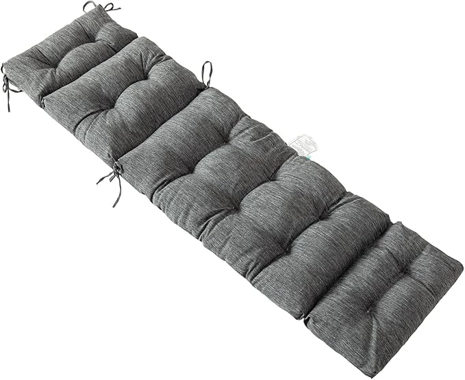 QILLOWAY Indoor/Outdoor Chaise Lounge Cushion,Spring/Summer Seasonal Replacement Cushions. (Charcoal Black/Grey)