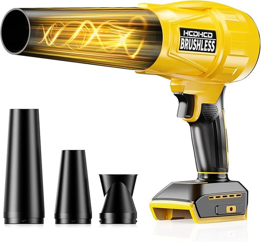Cordless Leaf Blower for DeWALT 20V Battery,580000RPM Brushless Turbo Jet Blower with 3 Nozzles, Lightweight Handheld Blower for Patio, Lawn, Yard, Leaves, Dust, Garage & Snow Cleaning (No Battery)