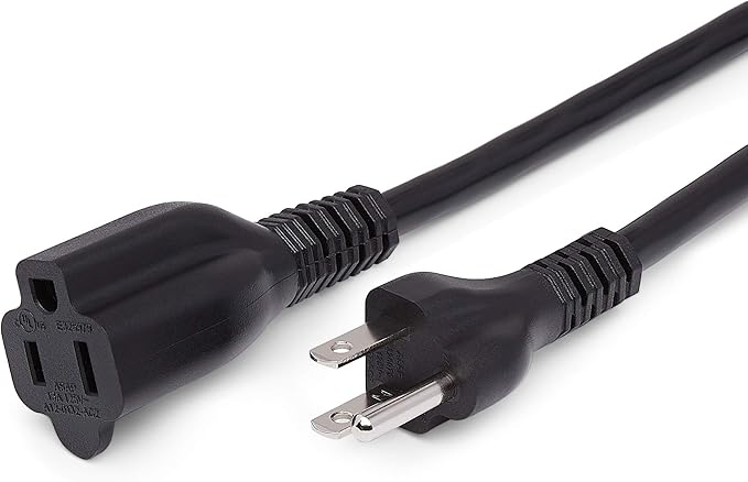 Amazon Basics Extension Cord, 13 Amps, 125V, 20 Foot, Black - Pack of 2