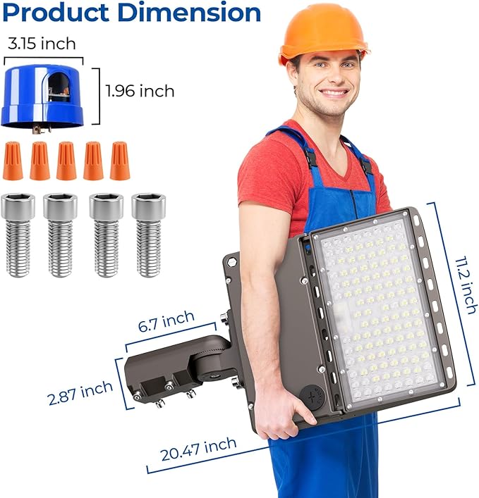 CINOTON LED Parking Lot Light - 32000LM 200W UL Listed - 0-10V Dim Dusk to Dawn - IP65 Adjustable Slipfitter Mount Outdoor Security Lighting for Driveways Roadways Stadium, 5000K, 100-277V, 3 Pack
