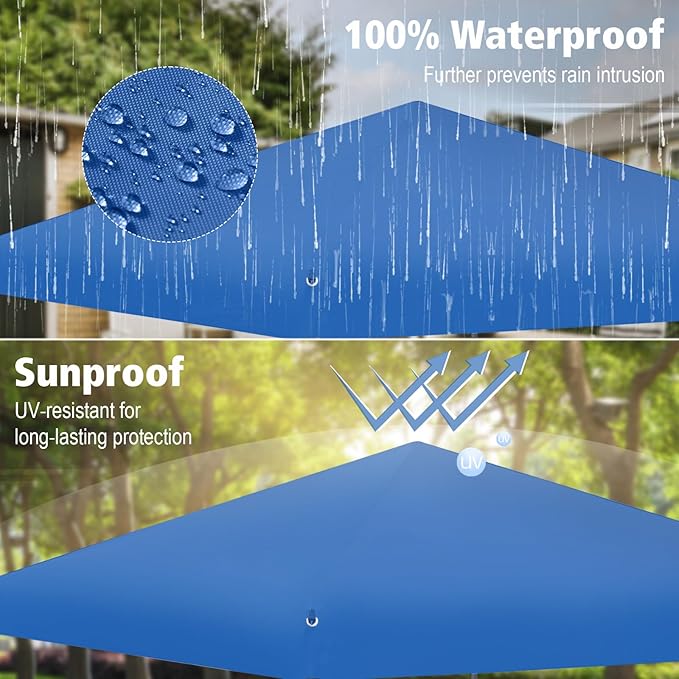 MFSTUDIO Pop up Canopy Tent,12x12 ft Footprint and 9x9 ft at top Canopies, Gazebo Shelter Sun Shade Waterproof Patio Popup Tents 4 Sandbag, for Beach,Parties,Camping