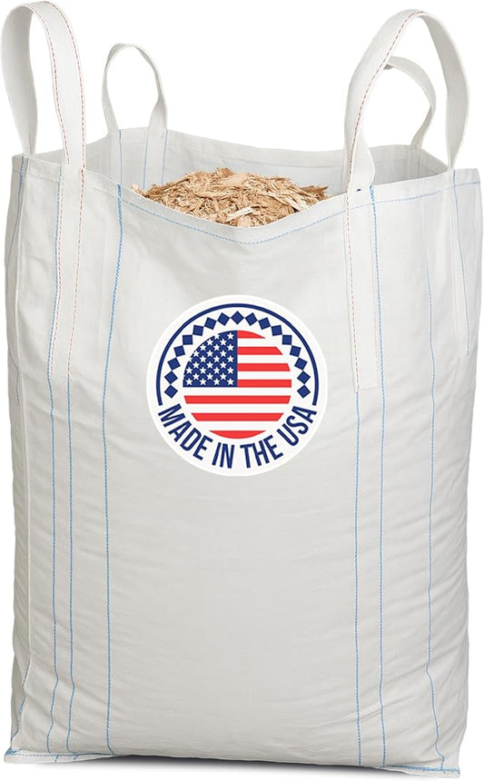 Bulk Construction Bag 35"Lx35"Wx50"H - USA-Made Open Top, Flat Bottom Bulk Bags 2200 lbs Load Capacity - Heavy-Duty Super Sack for Handling Sand, Gravel & Demolition Debris by IDL Packaging