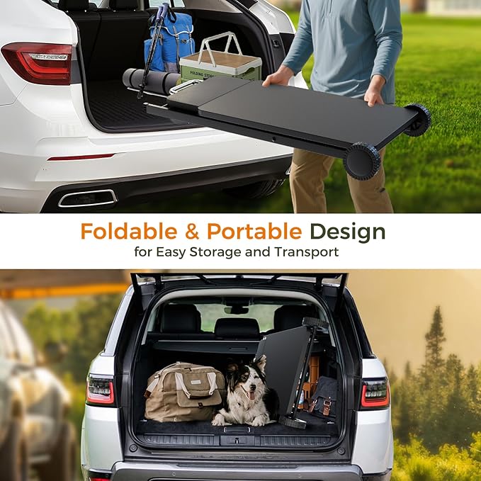 Upgraded Gril Table Stand for Blackstone 17” & 22” Griddle, Ninja Woodfire Outdoor Grills, Ooni Pizza Oven, 34"x20" Foldable Grill Cart with Wheels and Handle for Camping & Backyard BBQ