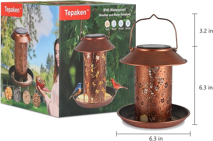 Christmas Bird Feeders for Outdoors Hummingbird Solar Lanterns Outdoor Waterproof Hanging Garden Decor Birthdays for Women Mom Metal Solar Decoration Outside for Yard, Patio,