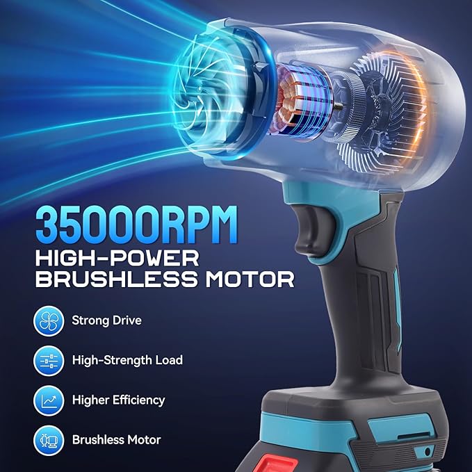 Leaf Blower Cordless, 21V 350,000RPM Portable Dust Cleaner Handheld Leaf Blower w/ 5.0Ah Batteries & Charger, Lightweight Blower for for Lawn, Yard, Patio, Sidewalk and Car Cleaning