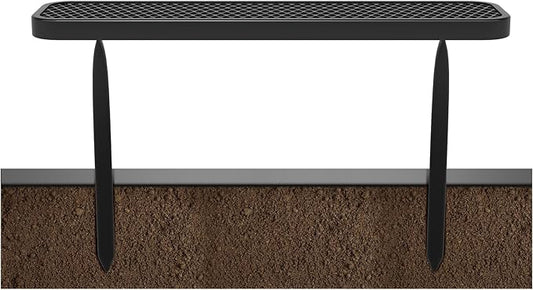 4 FT Heavy Duty Metal Park Bench for Outside, Outdoor Backless Bench with Thermoplastic Coating, Commercial Benches for Shopping Mall, Store, Park, Deck, Inground Mounted, Black