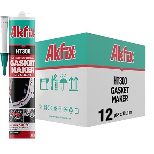 Akfix HT300 High Temp Silicone Sealant - RTV Gasket Maker, Heat Sealant, Waterproof Seam&Gasket Sealer for Automotive, 100% Flexible Gap Filler | 12-Pack, 10.5 Oz. Red (Akfix HT300-12 Pack)
