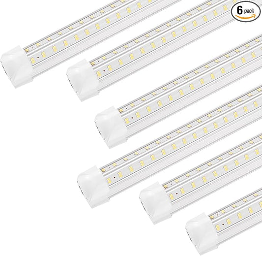 Led Shop Lights,4FT LED Light 50W 6000K 7000LM Led Daylight,Garage Light,Linkable Clear Cover Integrated V-Shape for Garage Warehouse Workbench Workshop(6-Pack)