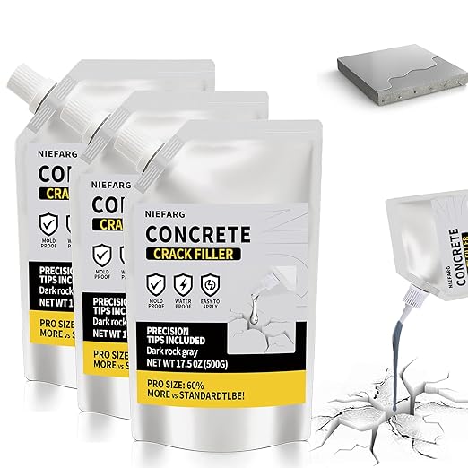 Concrete Crack Filler for Driveway, High Elasticity Cement Crack Filler, Self Leveling Quick Drying Sealing Adhesive for Outdoor, Patio, Waterproof (3.3 LB)