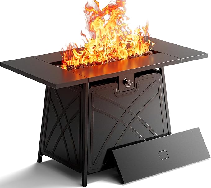 BALI OUTDOORS Propane Fire Pit Patio Outdoor Fire Pit Table Large Firepits for Outside Black