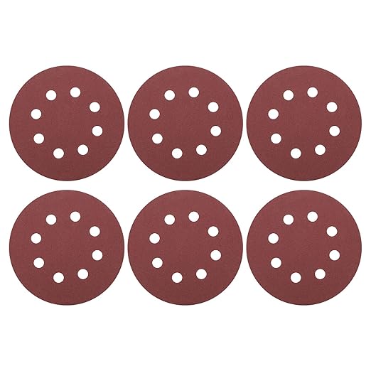 HARFINGTON 20 Pcs 5 Inch Sanding Discs, 180 Grit Hook and Loop Sandpaper, 8-Hole Aluminum Oxide Orbital Sander Sandpaper for Woodworking Automotive Metal Polishing, Red
