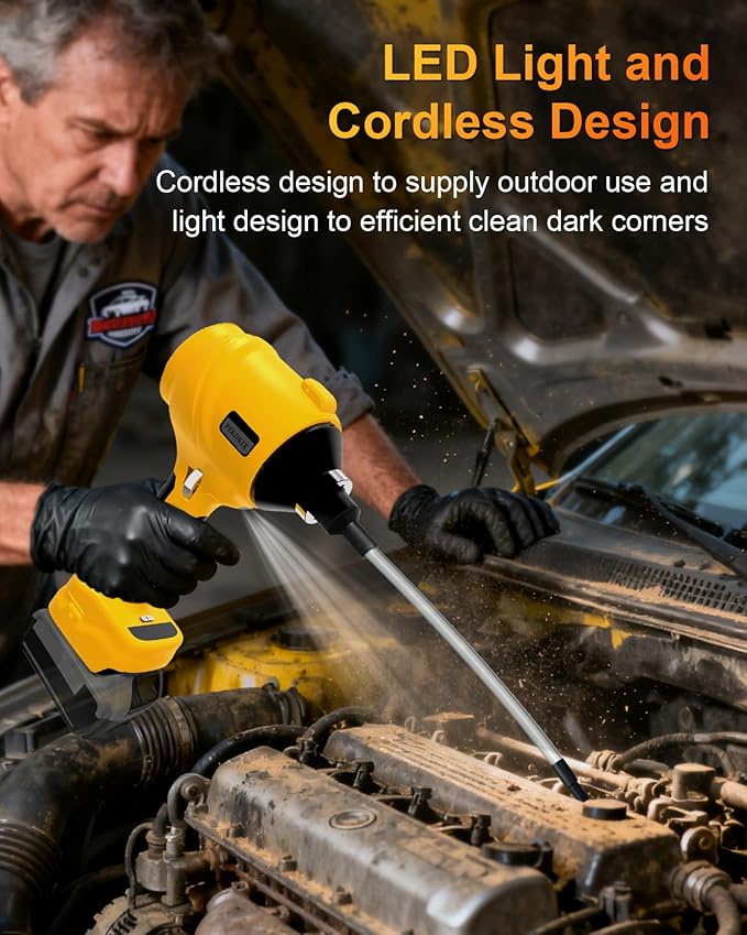 Cordless Air Blower for Dewalt 20V Battery- 3 Speeds, 130 MPH Mini Leaf Dust Blower, Electric Compressed Air Duster, Brushless Handheld Turbo Jet Blower for Garages, Sawmill, Workshop(No Battery)