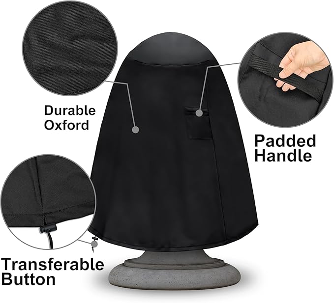 Fountain Cover（36"x42"） 600D Oxford Cloth Garden Fountain Statue Protective Cover, Fountain Protector with Drawstring Weather Resistant for Winter Outdoor Patio Fountain (36"x42"- black)