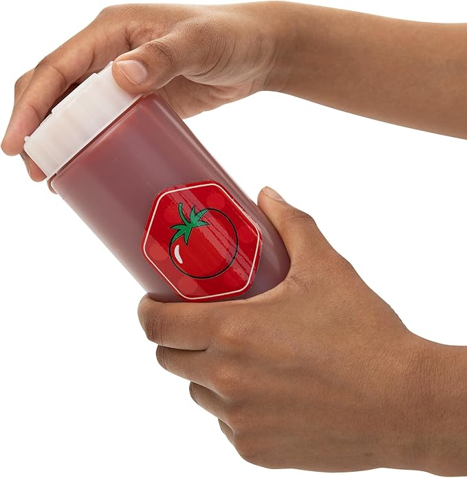 No‑Drip FIFO Tomato Sauce Bottle – 18oz BPA-Free Refillable Squeeze Dispenser with White Twist Cap for Ketchup, Marinara, Pizza Sauce, Pasta Sauce, and Mess-Free Pouring