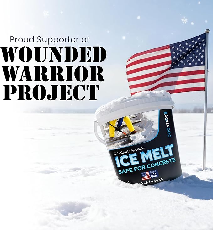 AquaDoc Ice Melt Safe for Concrete - Snow Salt & Rock Salt for Snow, Calcium Chloride Ice Melt for Driveway & Sidewalk Effective at -25°F, 10 Pounds