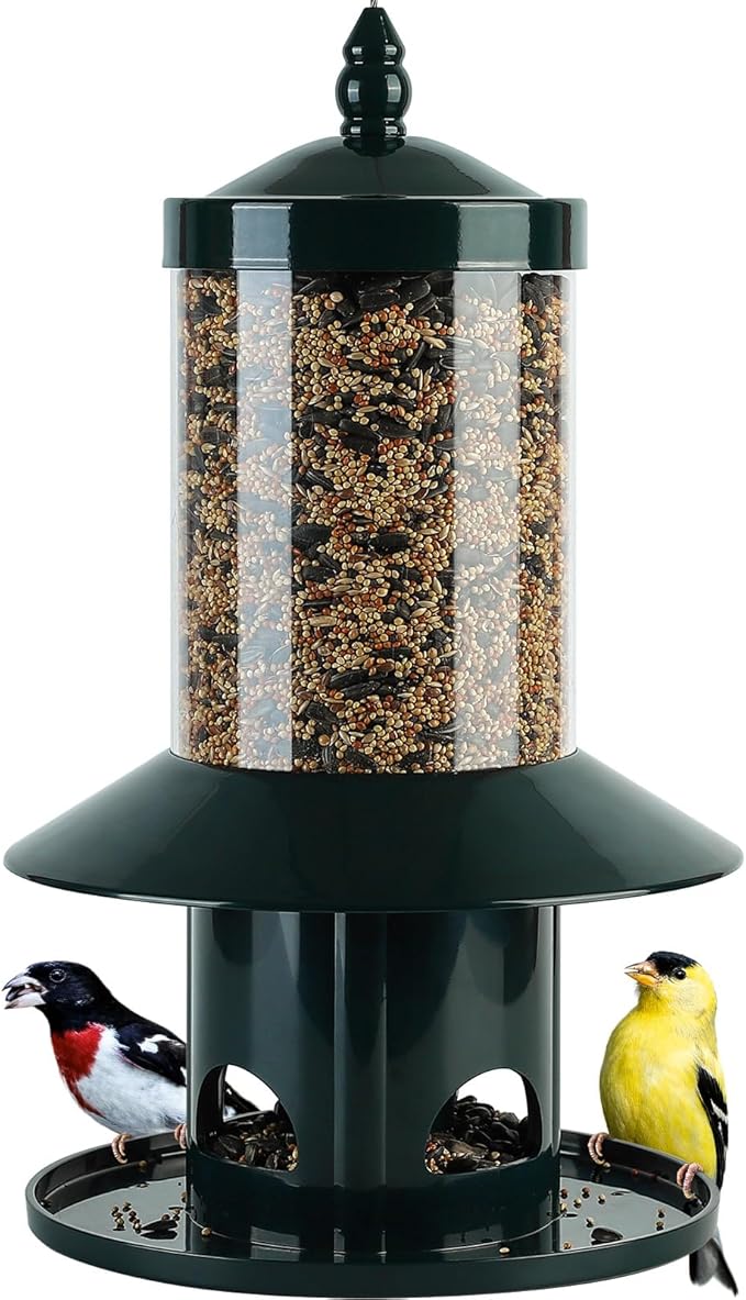 Squirrel-Proof Bird Feeder for Outdoor. Forest Green